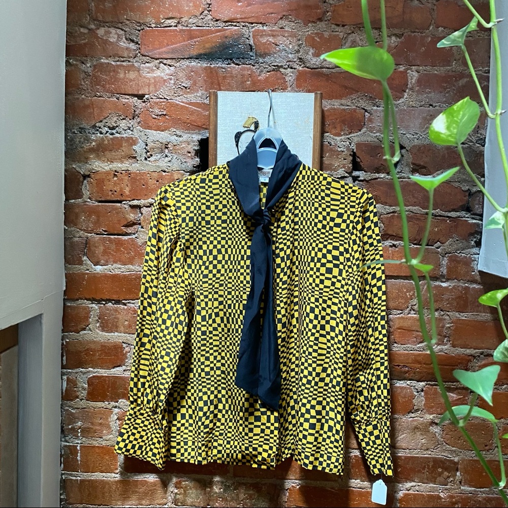 80s new wave checkered blouse